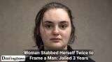 Woman Who Stabbed Herself Twice to Frame a Man Is Jailed